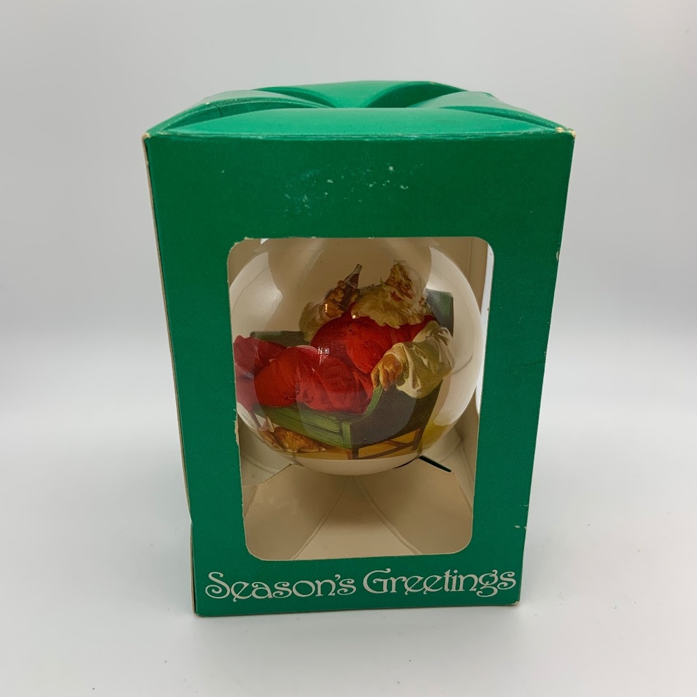 Vintage Coca-Cola Santa Claus Drinking a Coke Retro Glass Christmas Ornament